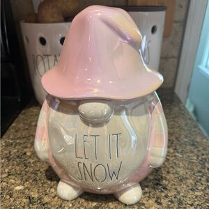 Pink Iridescent Gnome Cookie Jar Rae Dunn